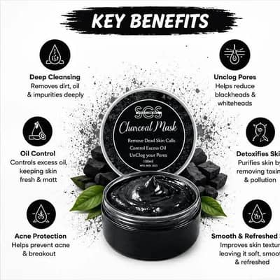Black and white head charcoal mask