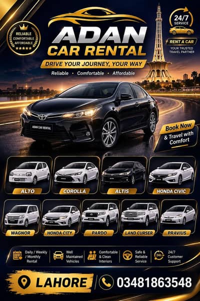 Car Rental Lahore Rental a Car Lahore Self Drive & With Driver