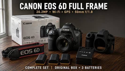 Canon EOS 6D Full Frame DSLR | 3 Batteries | Original Charger | Box