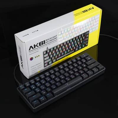 AK61 MECHANICAL KEYBOARD RGB LIGHT BLACK COLOR BOX PACK