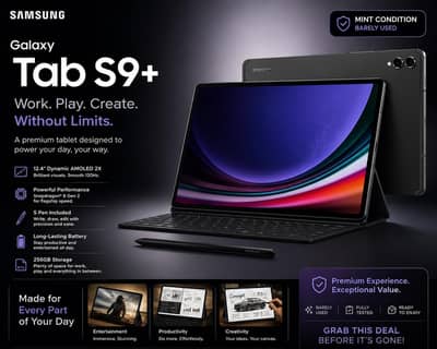 Samsung Galaxy Tab S9+ 512Gb 120Hz |Mint|With Box|3 Cases