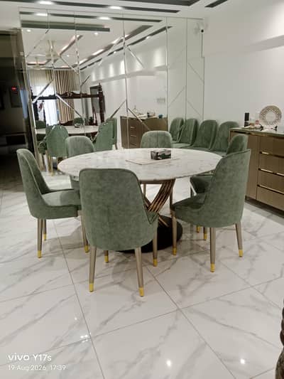 6 chairs wooden SS dining table