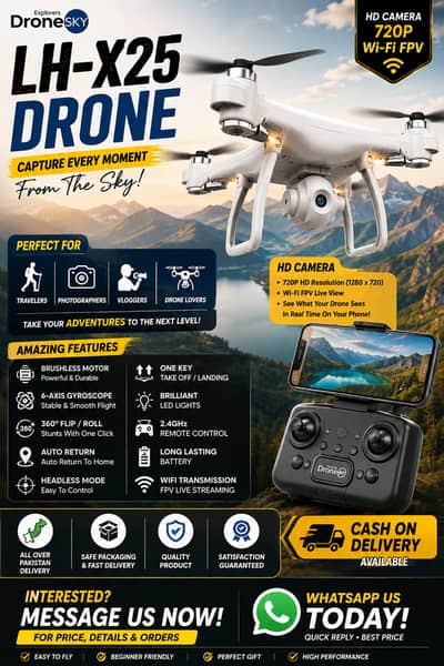 LH-X25 Drone 720P HD Camera WiFi FPV Brushless RC Quadcopter