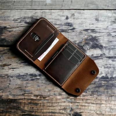 Handmade leather wallet, leather card holder travel wallet.