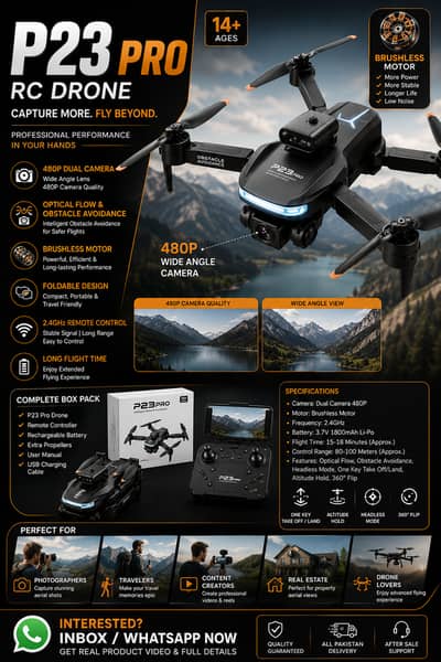 P23 Pro RC Drone 480P Dual Camera Brushless Motor Foldable FPV