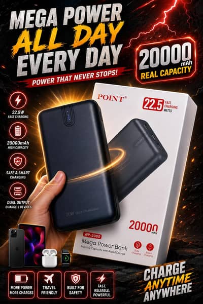 20000 mah battery| Westpoint power bank | model WP 2000