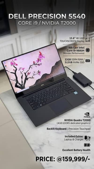 4K UHD CORE I9 9th Generation (DELL PRECISION 5540) 32/512/T2000 GPU
