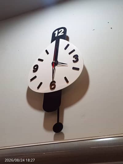 Acrylic Black & White Pendulum Wall Clock – Stylish & Creative