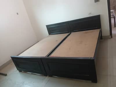 Two pure wooden single bed