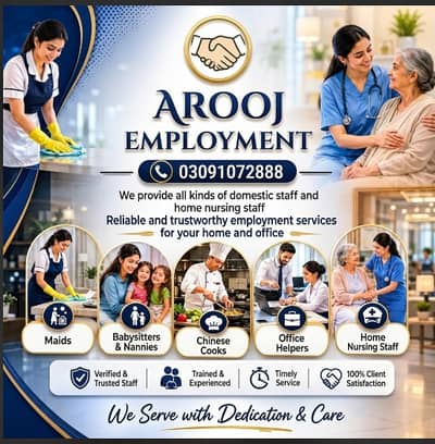 Maids / House Maids / cook / House chef / Baby Sitter maid available