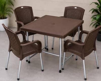 we have four chairs and one table it's a complete set