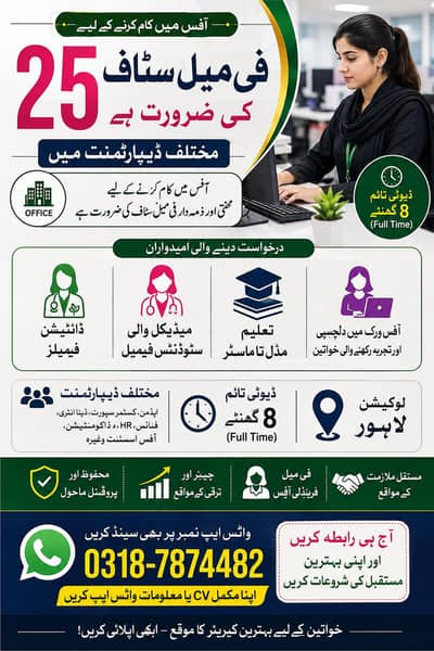 Male & Female Staff Required | Marketing & Office Jobs | In Lahore
