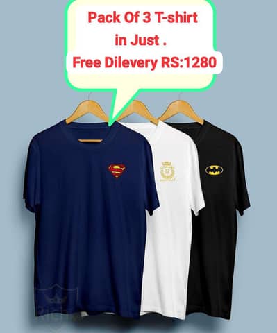 Premium Cotton Jersey T-Shirts Pack of 3 Navy White Black