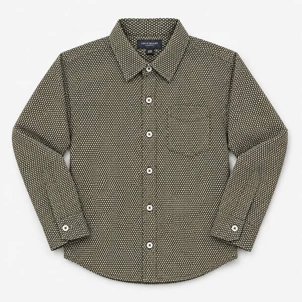 Boy's Geometric Pattern Full Sleeves Casual Shirt - Soya Bean