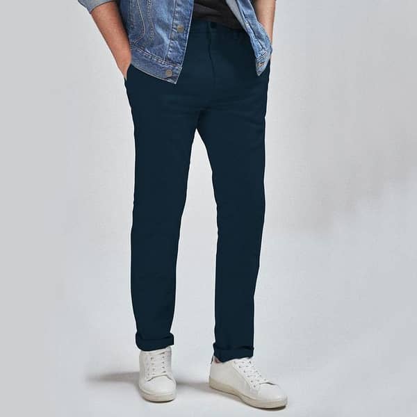 STRETCHY & NARROW NAVY BLUE COTTON PANT