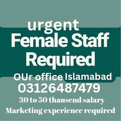 professional females staff required our office Peshawar