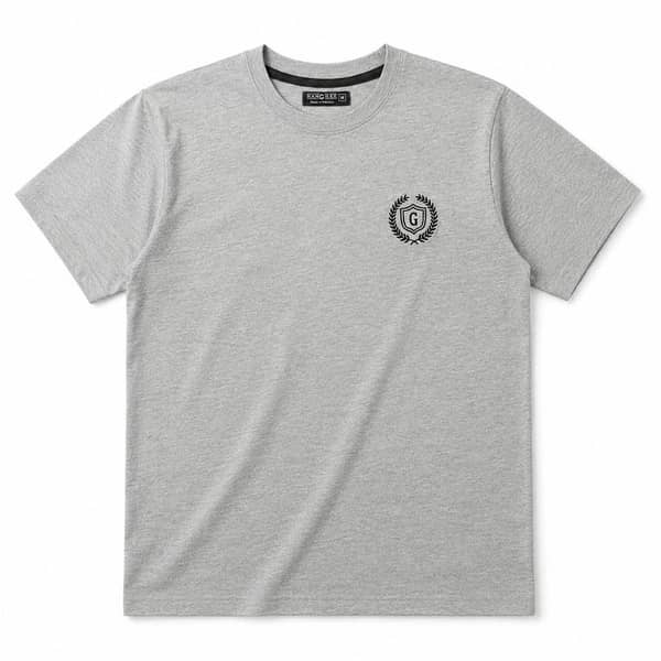 Men's Signature Emb. Round Neck Tee Shirt - Light Gray