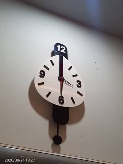Acrylic Black & White Pendulum Wall Clock – Stylish & Creative