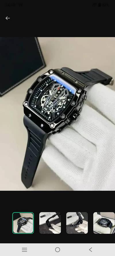 Richard Black Belt Skeleton Watch