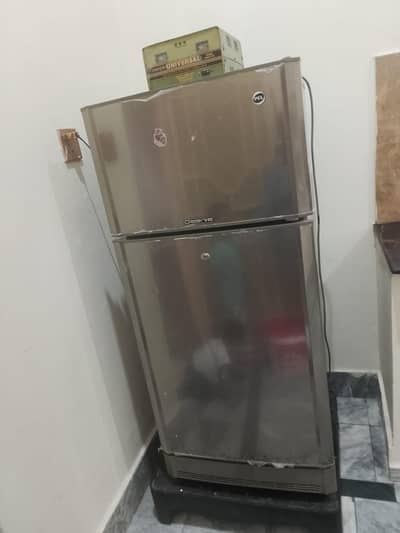 PEL Desire series double-door refrigerator in a metallic silver finish