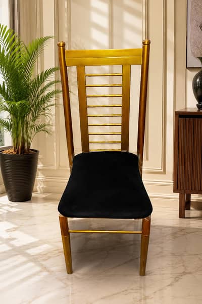 20 Premium Golden Chairs with Black Cushion – Rs. 4,000 Each