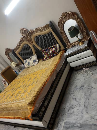 Bed with side tables and dressing. without mattress