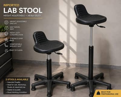 Imported Heavy Duty Height Adjustable Lab / Industrial Stools x2