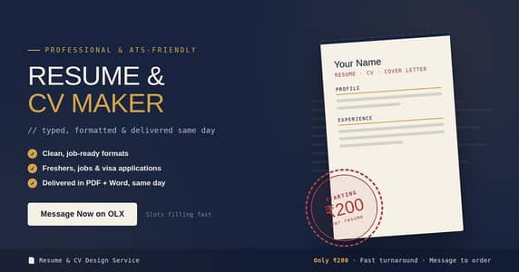 Make your professional Cv in just Rs200