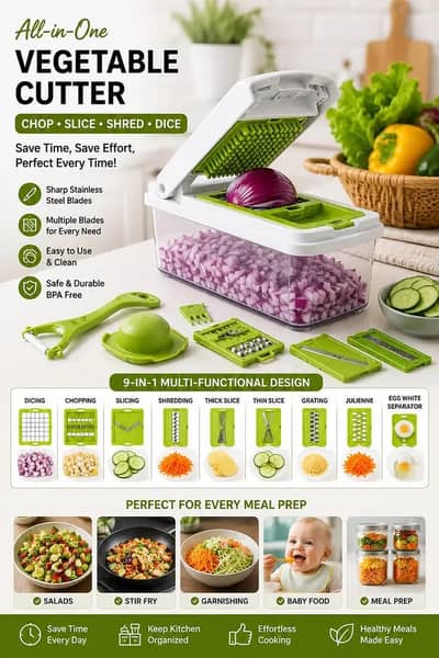 16-Blade Manual Food Chopper with Transparent Tray