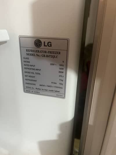 LG No frost Refrigerator for sale capacity/size 472litre