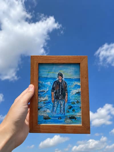 acrylic painting with wooden frame a decent portrait and easy to p tf