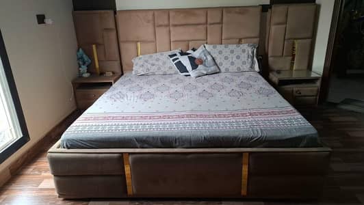 slightly used bed with spting molty form mattress  for sale