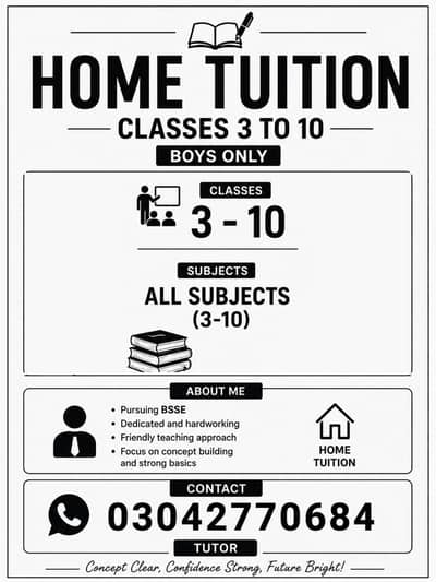 Home Tuition for Boys | Classes 3 to 10 |