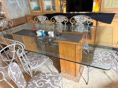 8 seater glass dining table