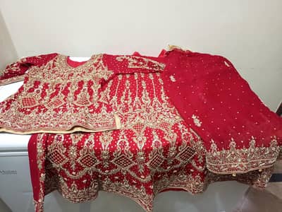 `Red Bridal Lehenga Choli for Barat - Heavy Embroidered - Rs 35000`