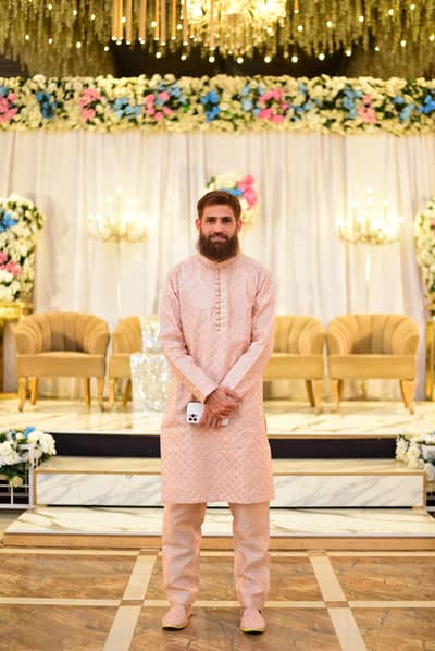 Peach Kurta Trouser with Khusa