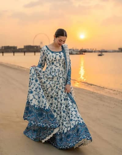 Elegant Printed Lawn Frock – 2 Piece