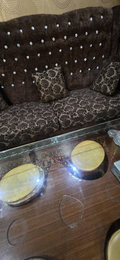 7 Seater Sofa Set with Glass Center Table for Sale