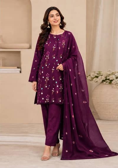 premium arjet dhanak 3-piece |Heavy embroidered | winter collection