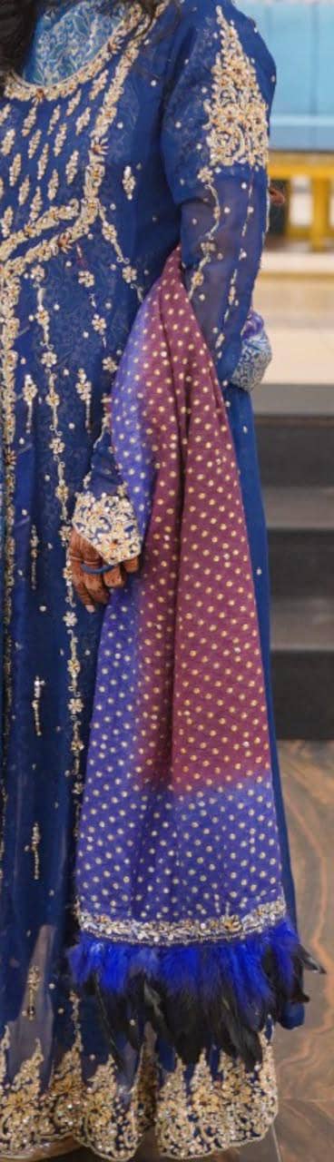 Royal Blue & Golden Embroidered Unstitched Bridal/Formal Suit