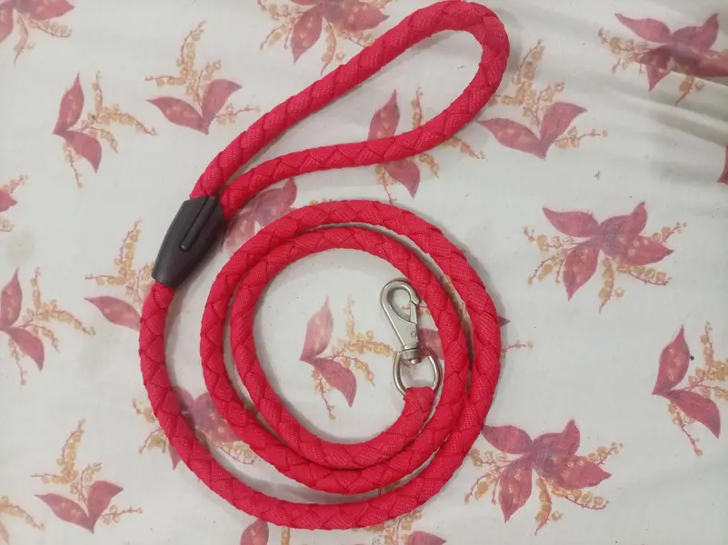 adjustable red nylon collar is designed for dogs — photo 2