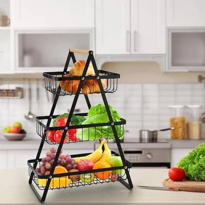 Black iron fruit basket 3 portions