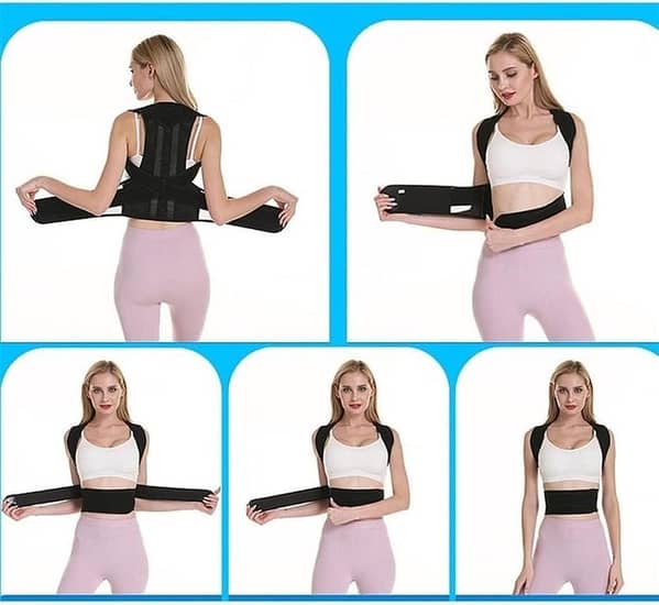 XS-5XL Plus Size Posture Corrector Women Men Back Brace Breathable Full Back Support Belt Shoulder Neck(Black 3XL)