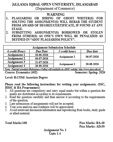 AIOU Assignment Help & Study Support | All Subjects 1