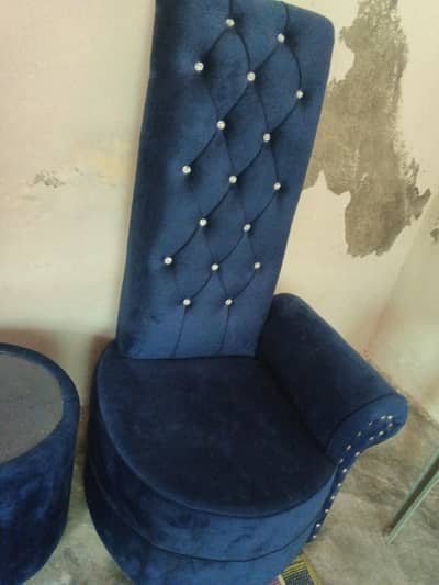 Royal Blue Velvet Coffee Set | 2 Luxury Chairs + Center Table