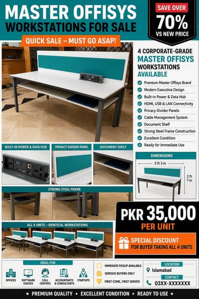 Office CustomisedTables – Premium Master Offisys [4 Units)