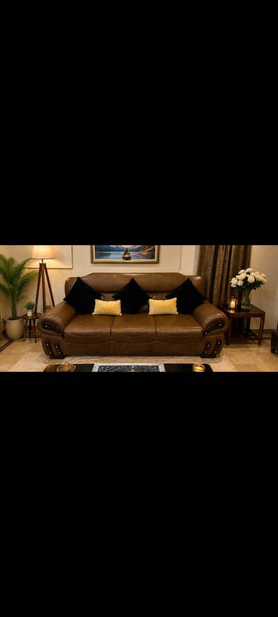Brown Leather Sofa Set