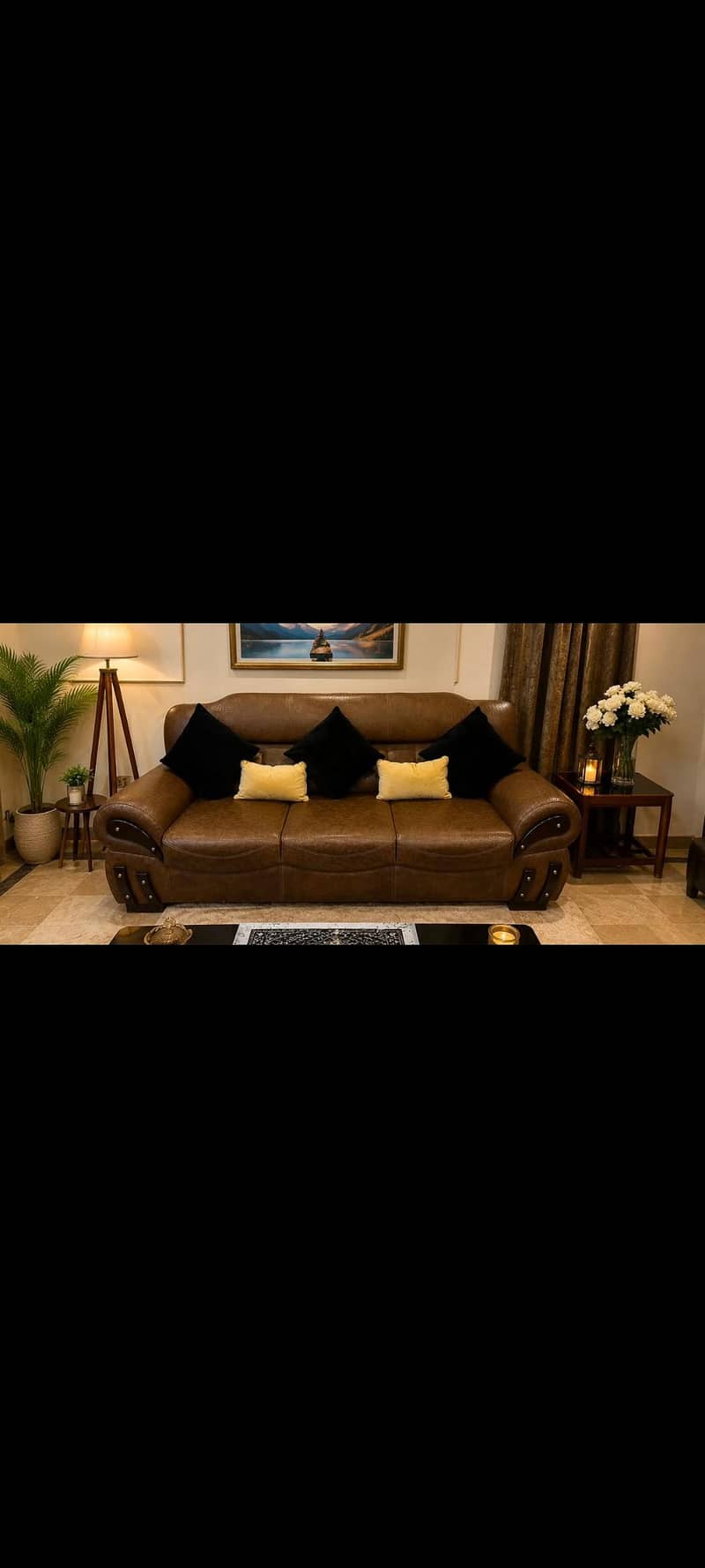 Brown Leather Sofa Set 0