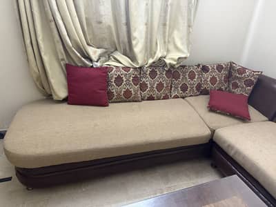 7 Seater L-Shape Sofa Set + Sofa Cum Bed + Coffee Table