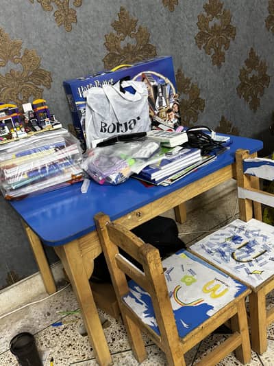 Wooden Kids Study Table with Chairs